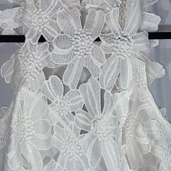 FREE PEOPLE WHITE LACE MINI DRESS NEW NWT LARGE - Picture 8 of 11